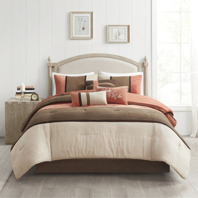 Édredon très grand corail - édredon en faux suède avec motif 7 pièces