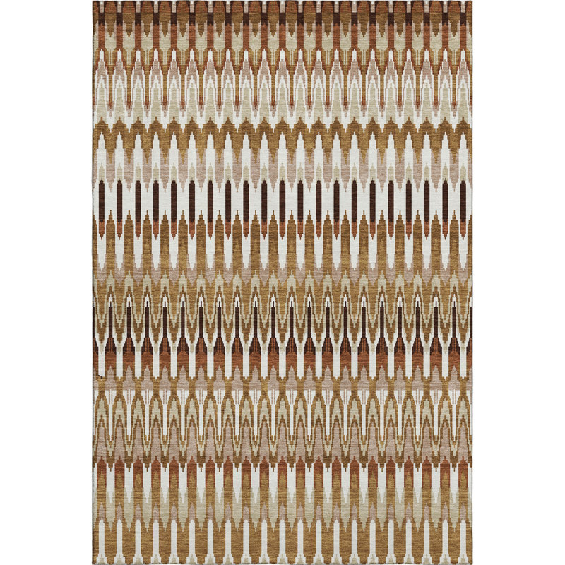 Premium Machine Washable Prisco Terracotta Rug, Rectangle 10' x 14'