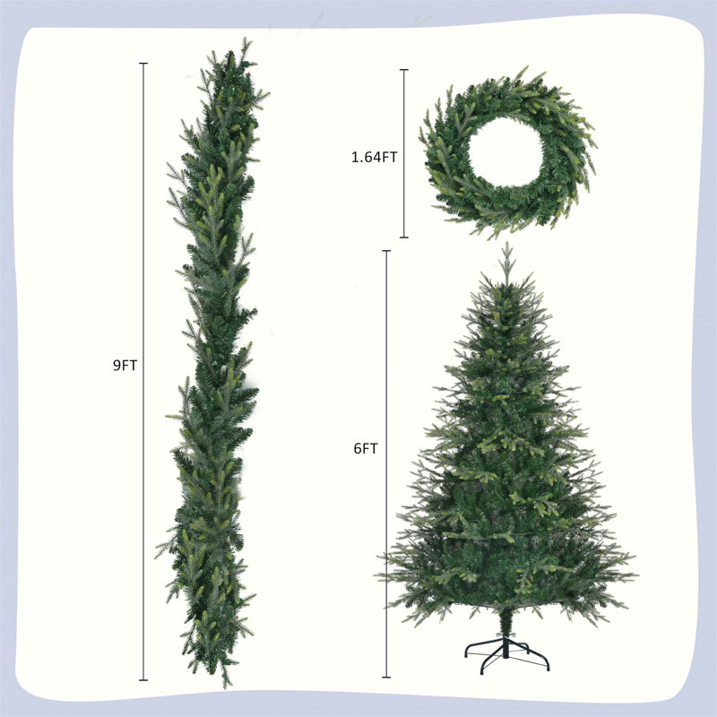 Arbre de Noël artificiel régulier (double) avec aiguilles vertes