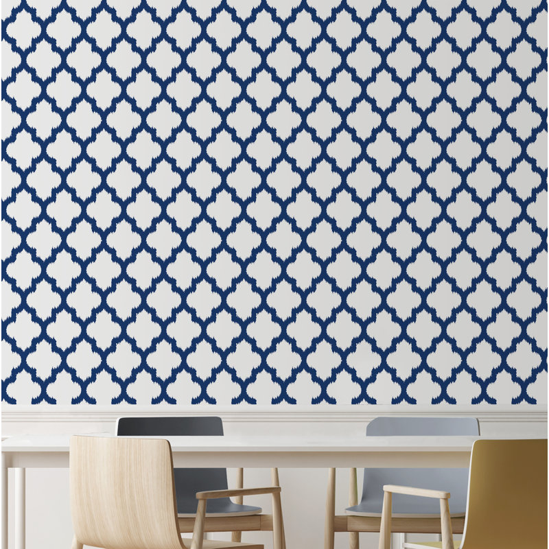 Panneau de papier peint adhésif unique Sistrunk, l 24 po x L 96 po, Indigo