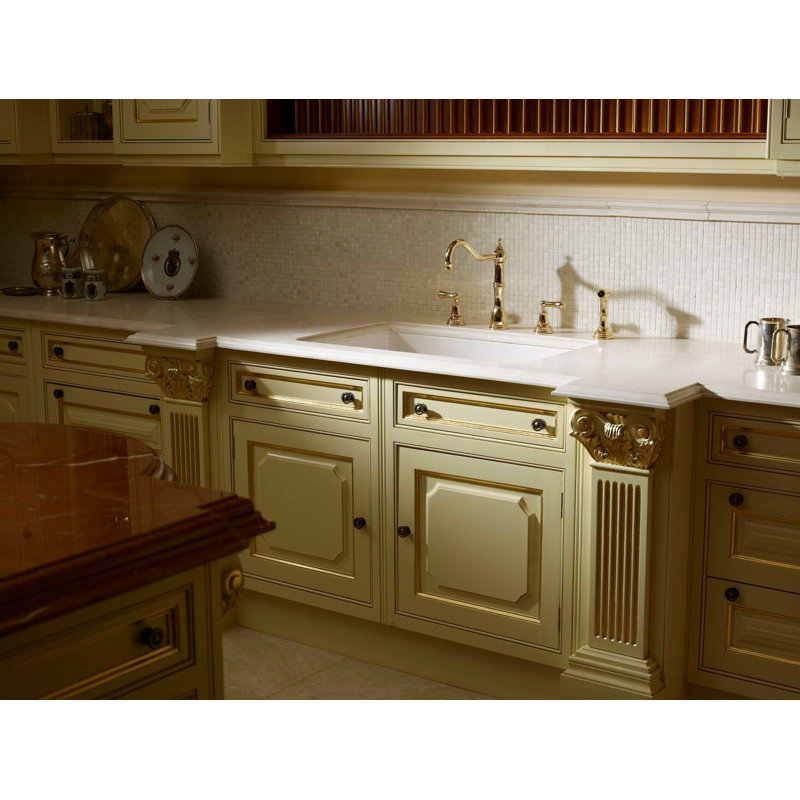 Edwardian Double Handle Kitchen Faucet with Accessories, Polished Nickel, Knob/Cross handle
