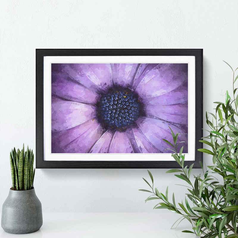 The Eye of a Purple Flower in Abstract - Picture Frame Graphic Art Print on MDF, 62cm H x 87cm W x 2cm D, Black Framed