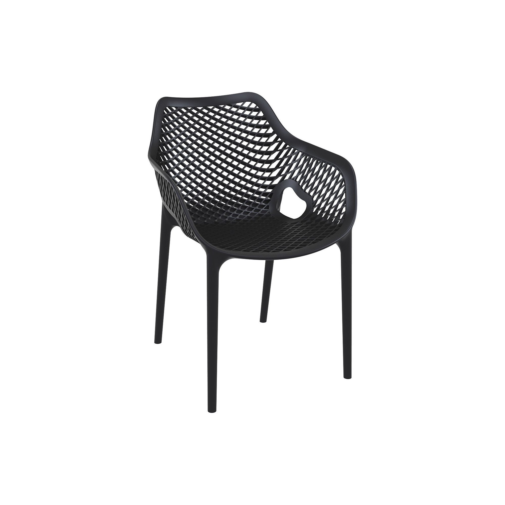 Farrah 24'' Round 2 - Person Bistro Set with Open Air Stacking Chairs, Black