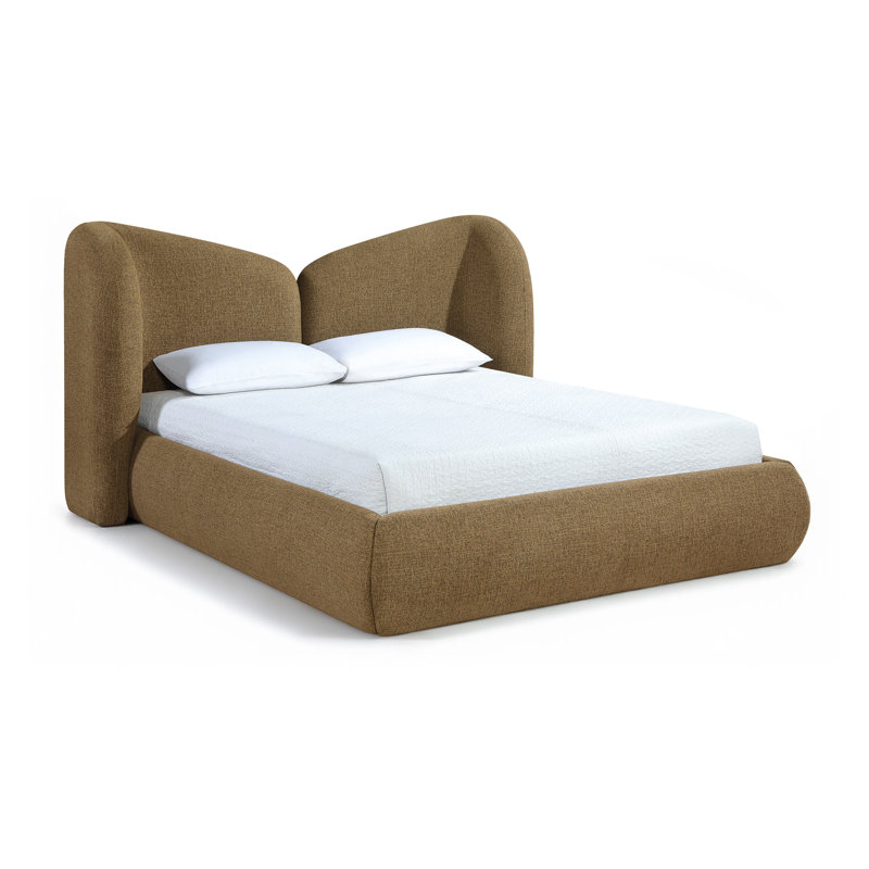 Elowen Chenille Fabric Upholstered Bed, King, Brown Chenille Fabric