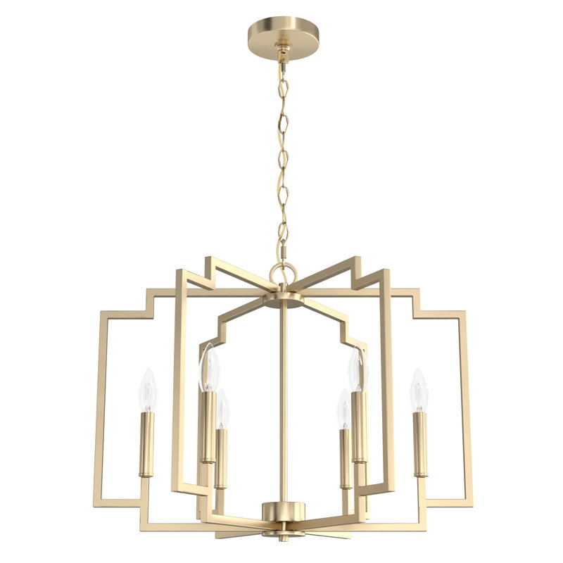 Hunter 30 Inch Zoanne 6 Light Chandelier Ceiling Light Fixture, Alturas Gold, 16.5" H x 24" W x  24" D