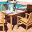 Rectangular Solid Teak Outdoor Dining Table - Light Wood Stain Finish - 47-Inch