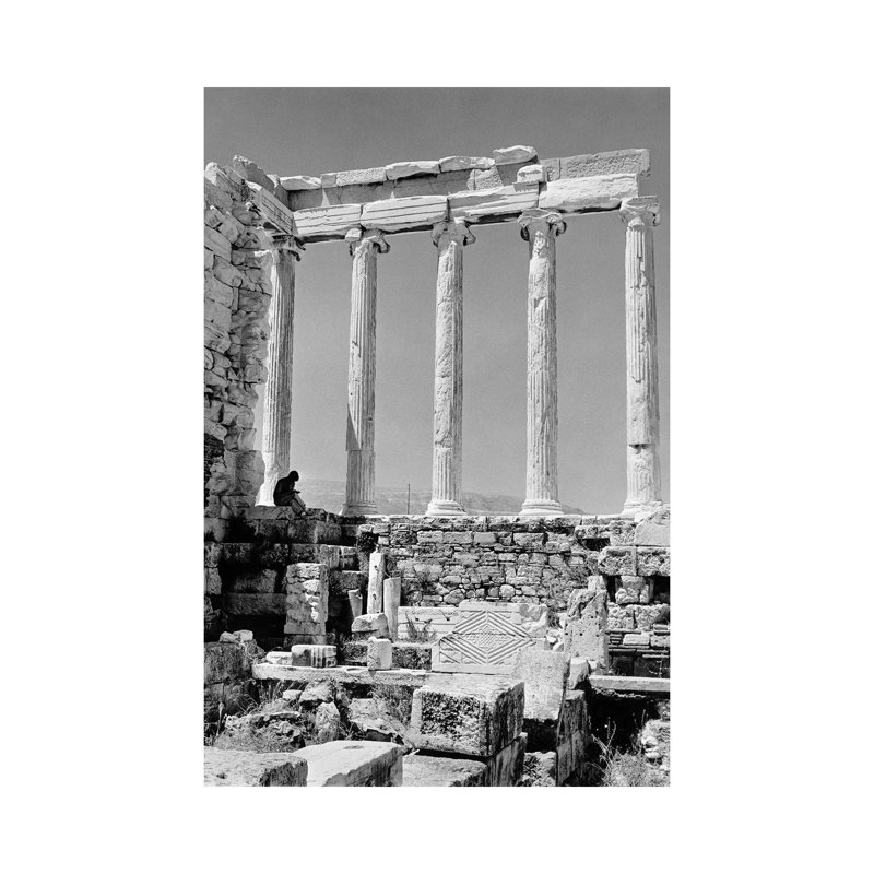 1960s Anonymous Book Reader Sitting Among Greek Columns Architecture Ruins before Restoration Parthenon Athens Acropolis 1 Piece Wrapped Canvas Wall Art