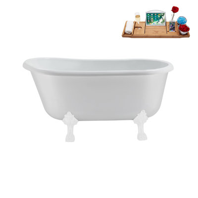 57.5'' x 29.5'' Freestanding Soaking Acrylic Bathtub