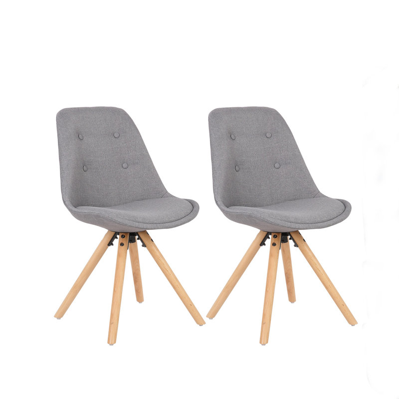 Bibb Upholstered Dining Chair, Light Grey, Wood