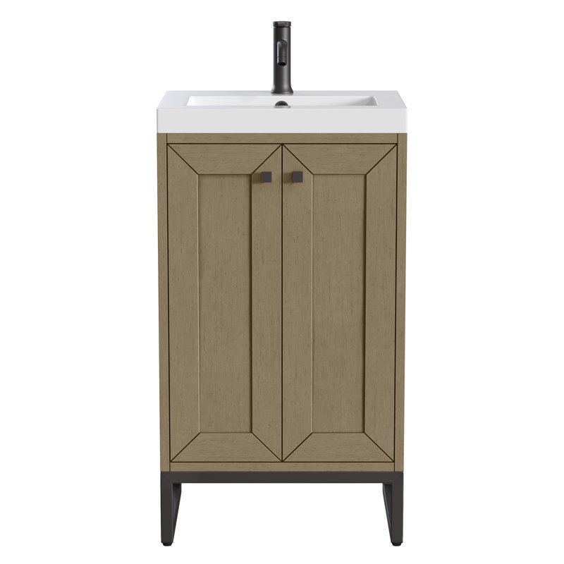Meuble-lavabo simple l 20 po Chianti, Noir mat, Noyer murmure