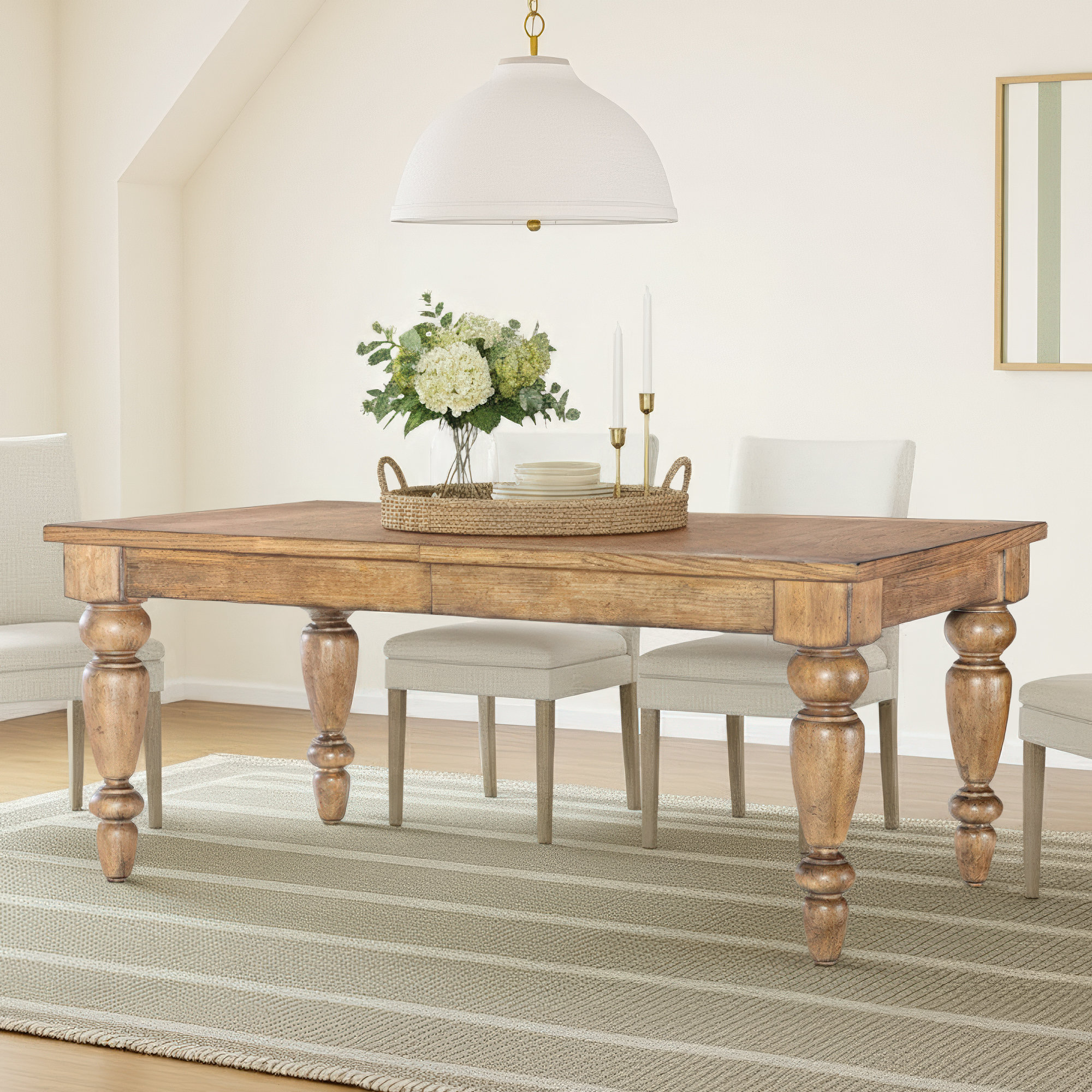 Country Living Extendable Dining Table, 30"H x 72"L x 40"W, Brown