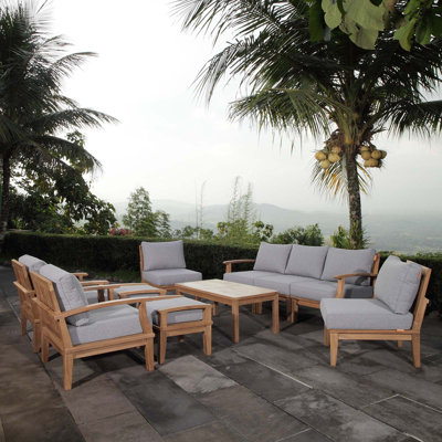 Ensemble de patio extérieur en teck 10 pièces Modway Marina