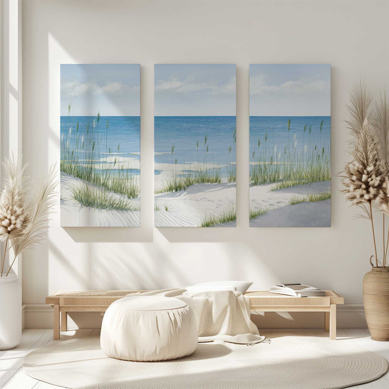 Sandy Whispers | 3 Panel Split Large Canvas Print, 40" H x 60" W