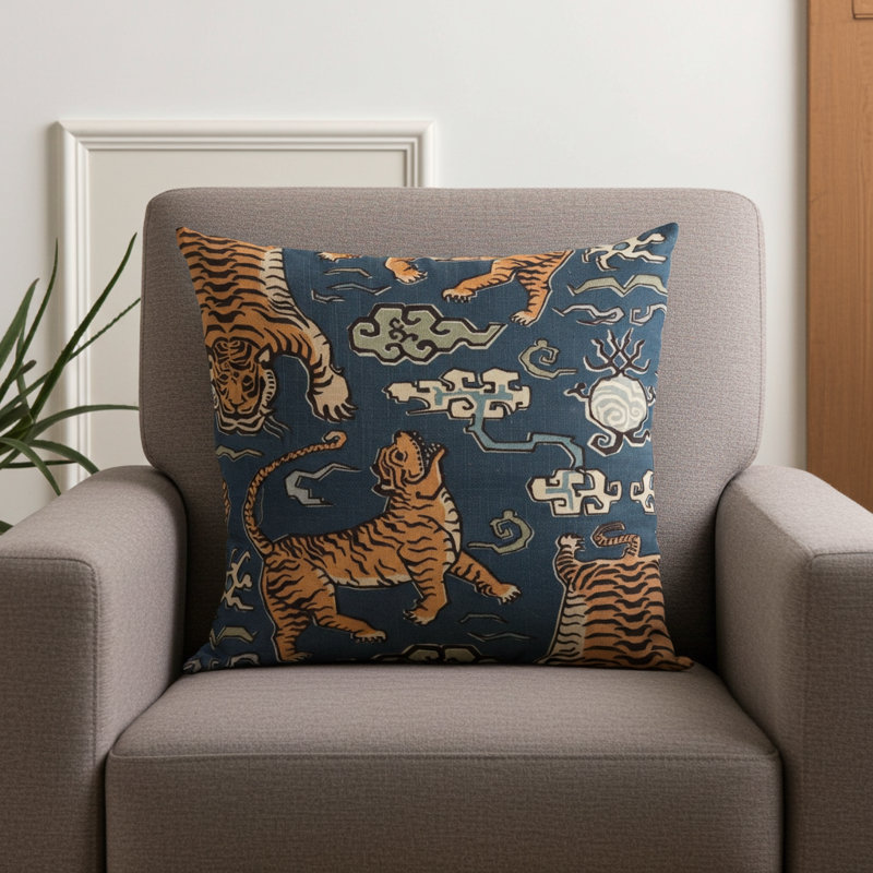 Kimono Tiger Indoor/Outdoor Pillow Cover & Insert, 20" x 20", Throw Pillow