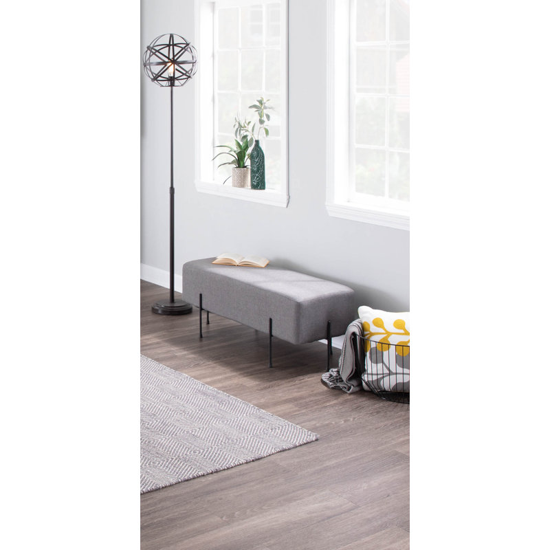 Greely Upholstered Bench, Gray Polyester