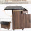 Îlot de cuisine avec armoire de rangement pour poubelle, chariot de cuisine avec abattant, support à épices, porte-serviettes et tiroir, îlot de cuisine sur roulettes avec tablette réglable, brun noyer-1073211637