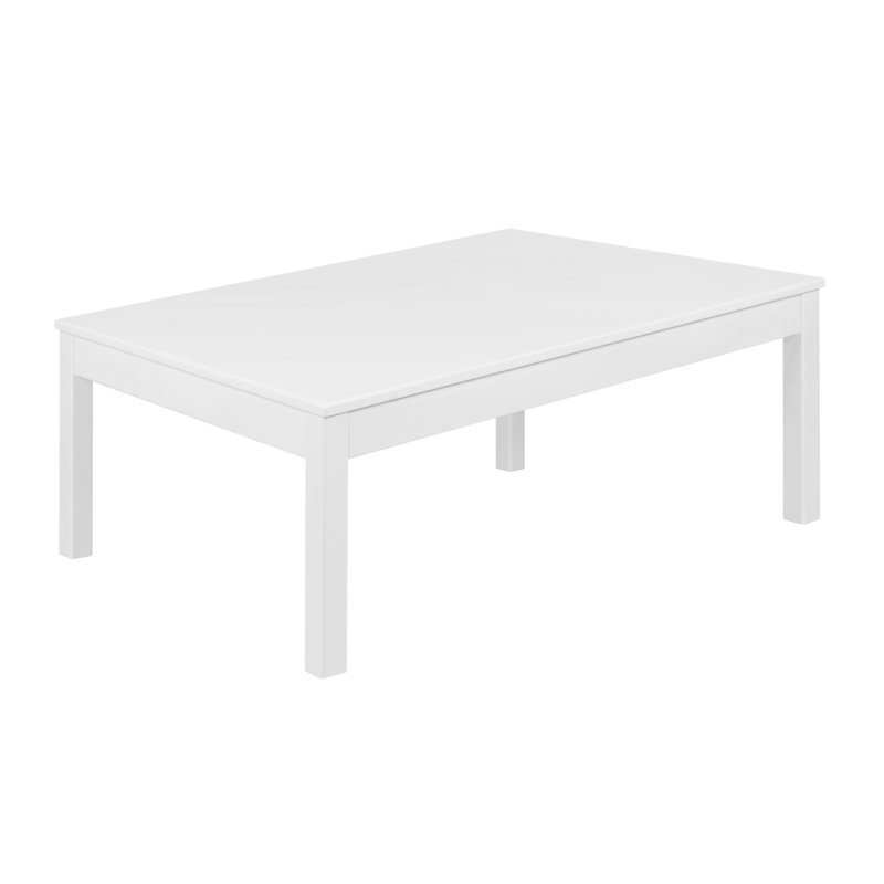 Rossy Solid Wood Coffee Table, 45cm H x 110cm L x 75cm W, White