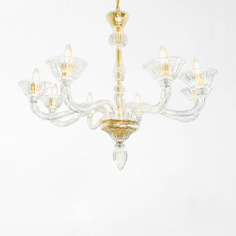 Isabella 8 - Light Glass LED Chandelier, Gold