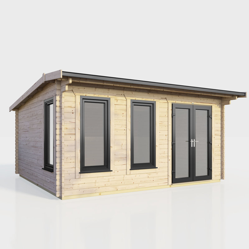 Powersheds 16 x 12ft Apex Log Cabin, Doors to the Right - 44mm