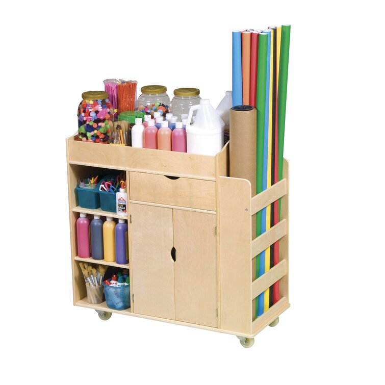 Whitney Wood Top White Wrapping Paper Cart