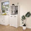 Buffet avec huche, buffet moderne avec 2 tiroirs et portes de grange, station de café ou armoire à boissons