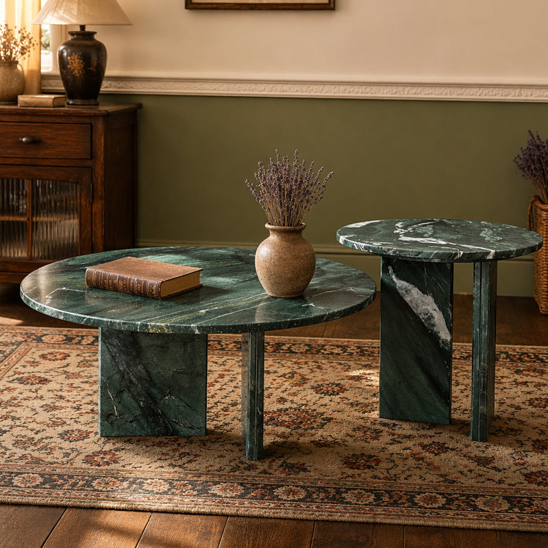 Ensemble de tables basses Luxury Green Luxury, H 12,6 po x l 27,6 po x P 27,6 po