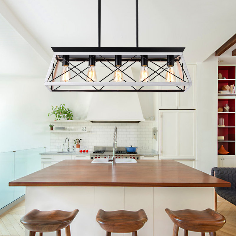 5-Light Kitchen Island Pendant, White