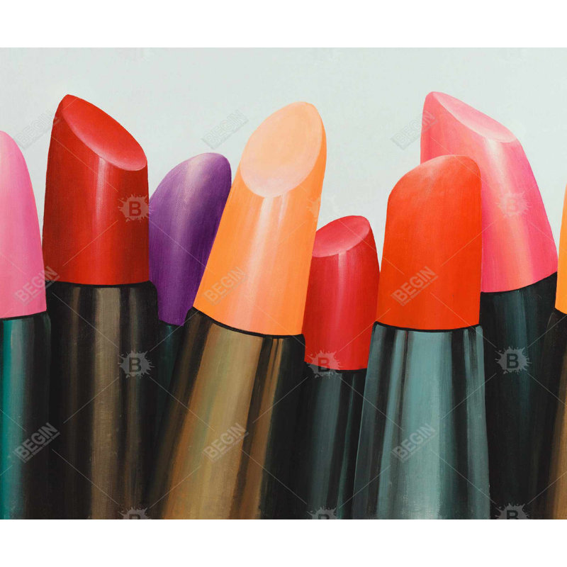 Collection de rouge à lèvres - Décoration sur toile encadrée rose pour salle de bain