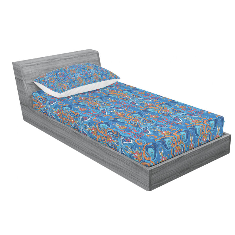 Microfiber Damask Fitted Sheet, Twin XL Fitted Sheet with 1 Pillowcase