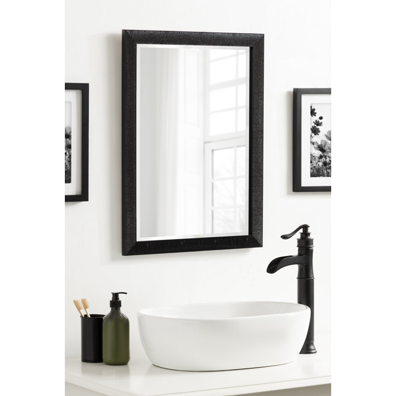 Farhi Rectangle Embossed Bathroom Wall Mirror, 18" x 24", Black