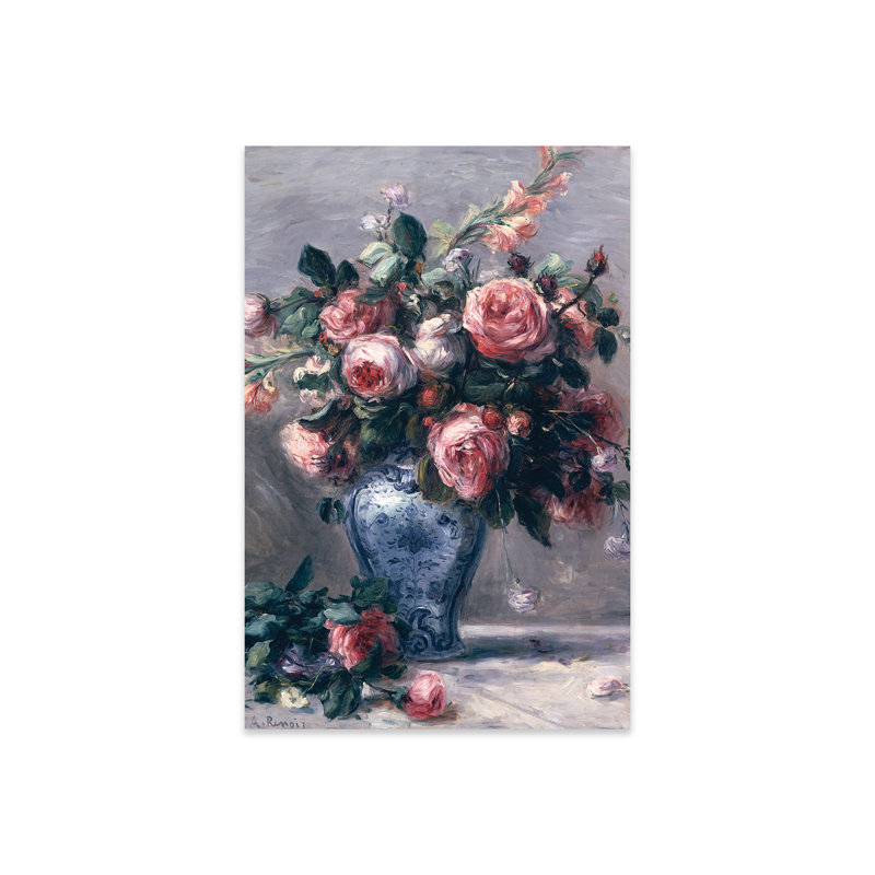 Vase de roses, impression sur verre acrylique