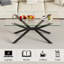 Table basse de 39,37 po rectangulaire en verre trempé transparent, design élégant avec pieds en métal noir, table basse pour le salon-335298307-335298310