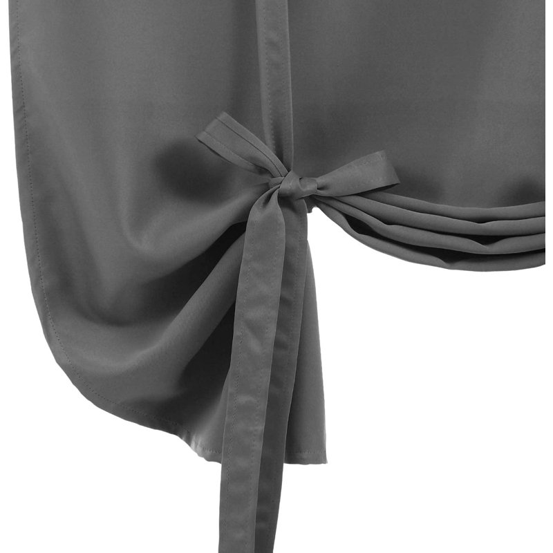 2 Panels Blackout Curtains-Tie Up Shade for Window Thermal Insulated Room Darkening Rod Pocket Curtains for Kitchen, Black