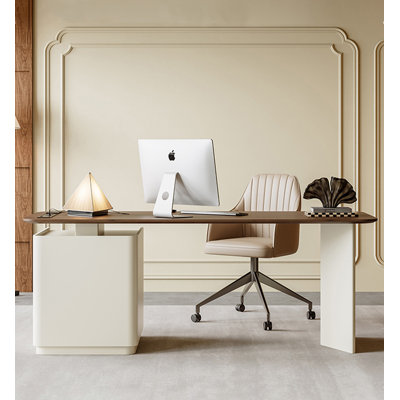 Bureau élégant à deux tons avec 3 tiroirs et style minimaliste