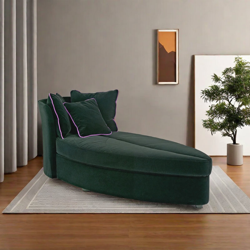 Chaise moderne et décontractée, Velours vert foncé