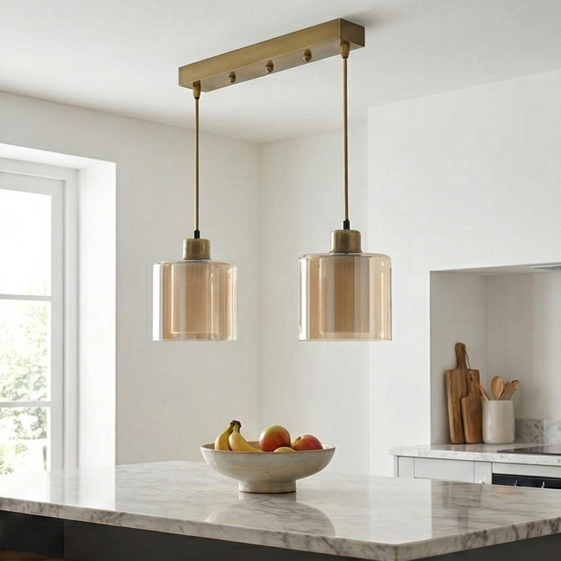 Aurelia Tumbled Gold Dual-Light Pendant