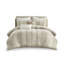Ensemble d'édredon 3 pièces en taupe double / grand - 100% coton, rayures alternées, rembourrage, garniture, entretien, lavage