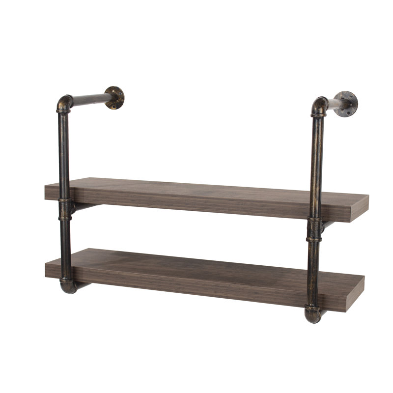 Wakefield Wall Shelf twin pack with pipe design brackets