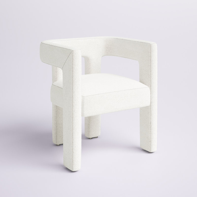 Scott 18.3'' H Leather Upholstered Armchair, Ivory Boucle