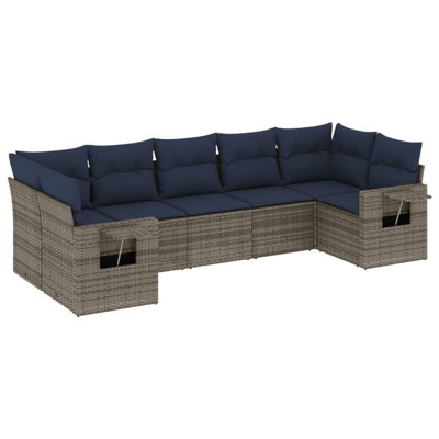 Vidaxl 7 Piece Patio Sofa Set With Cushions Poly Rattan