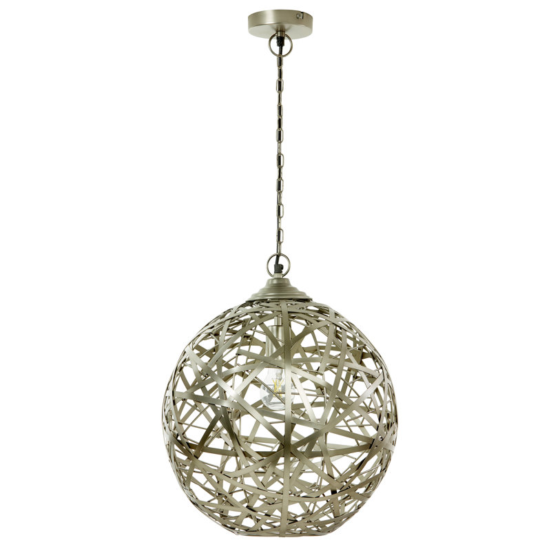 16"W Roman Industrial Globe Shade Pendant - 17 Stories, Nickel