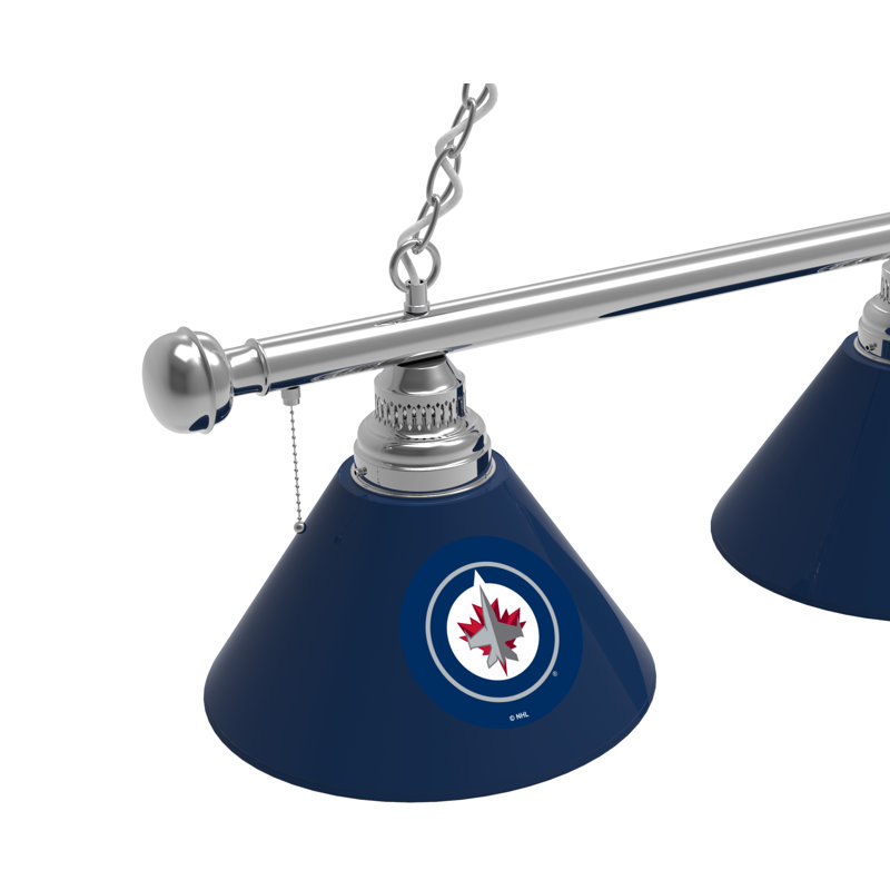 3 - Light Pool Table Lights Pendant, Chrome, Winnipeg Jets
