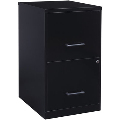  Classeur vertical moderne en métal noir à 2 tiroirs pré-assemblé