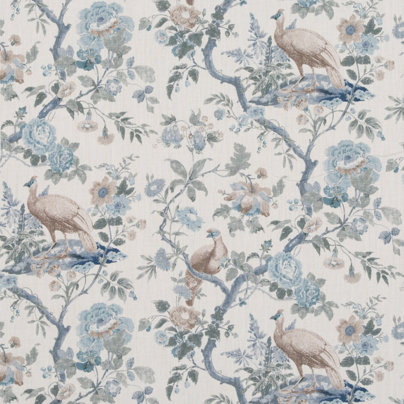 Ashmore Broughton Rose Linen Fabric, Blue