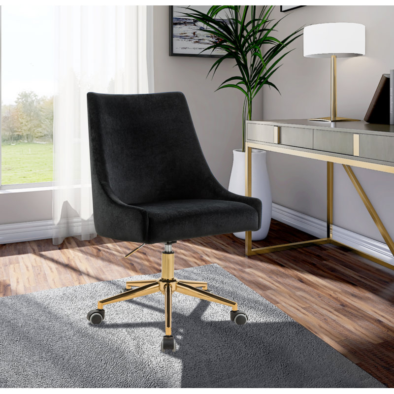 Chaise de bureau Karina Ellenberger, Velours noir, Doré