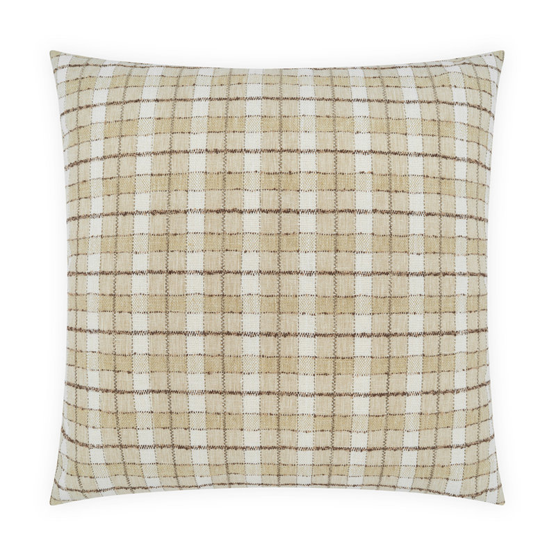 Wickerwork Plaid Throw Pillow, Wickerwork Plaid Natural, Square 20"