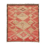 Vintage Moroccan Rug, Pink & Beige With Geometric Patterns - Rug & Kilim