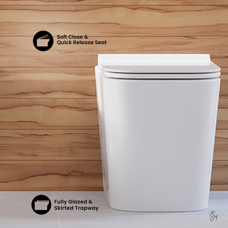Concorde Square White Ceramic Back-to-Wall Toilet with Soft Close Seat