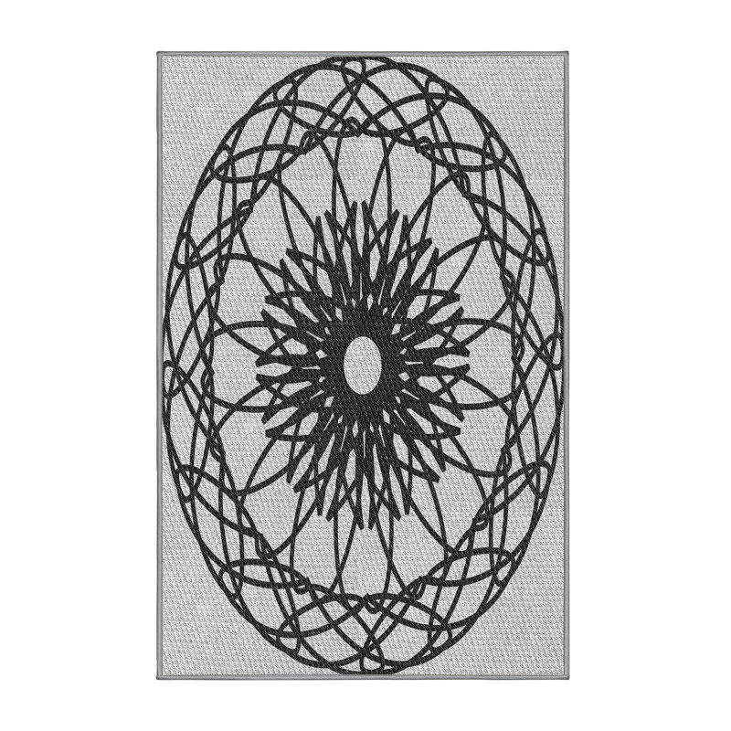 Tapis noir/gris tissé à la machine, Rectangle 8 pi x 12 pi