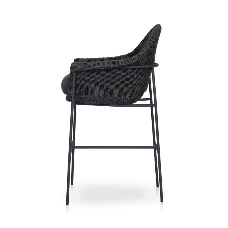 Suerte Outdoor Bar Stool, Black, Gray